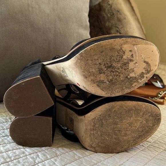 Free people Remi suede black leather platform Mary jane chunky block heels 40 - Picture 15 of 16